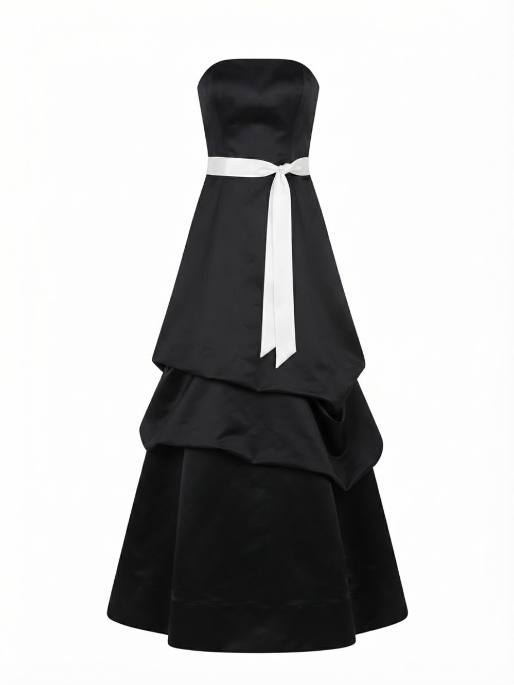 Bill Levkoff Black & White Strapless Formal Maxi Dress Size 4